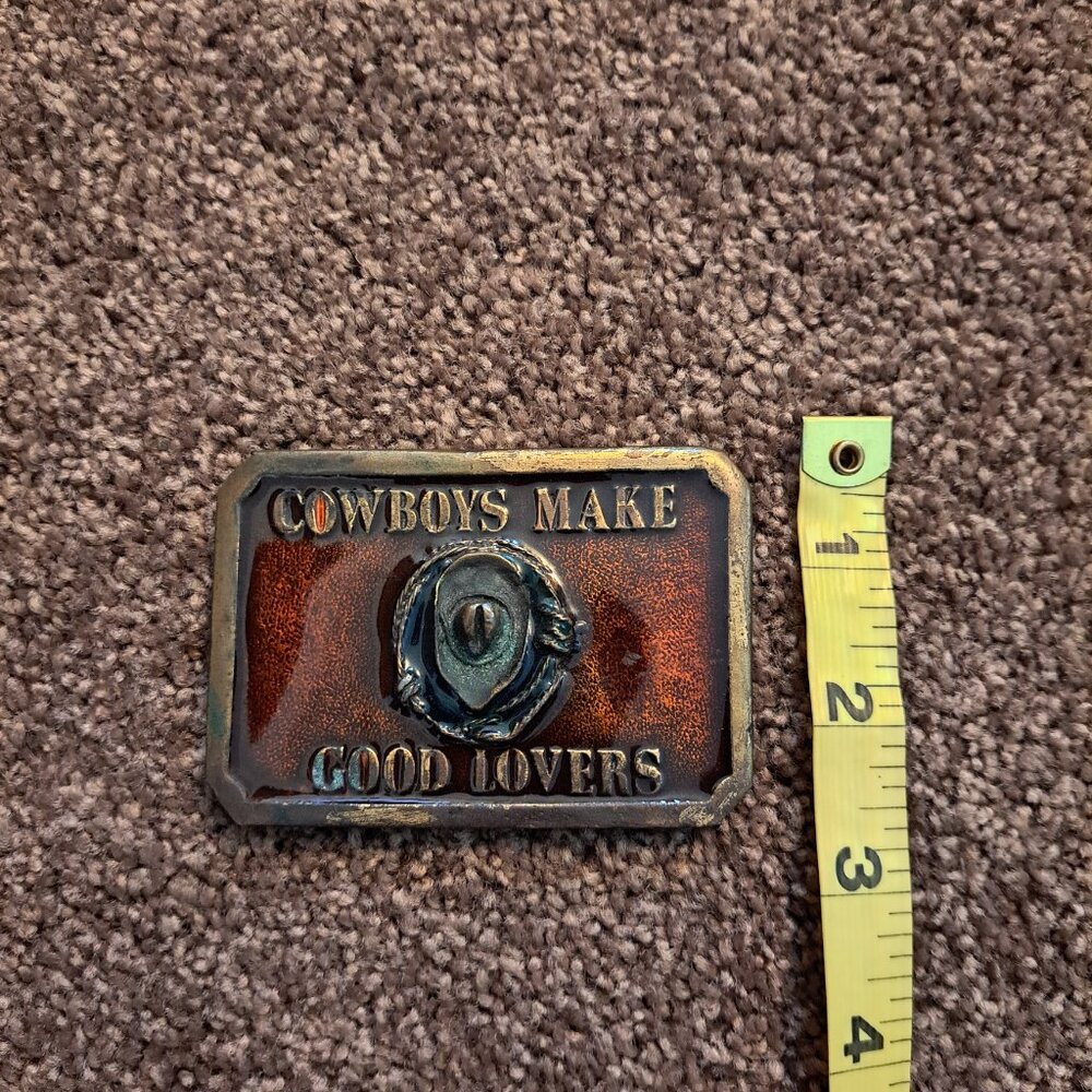 Vintage Cowboys Make Good Lovers Pewter Belt Buckle, Rodeo, Western - Picture 5 of 5